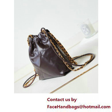 Chanel Shiny Calfskin  &  Gold-Tone Metal CHANEL 22 Mini Handbag AS3980 Dark Burgundy